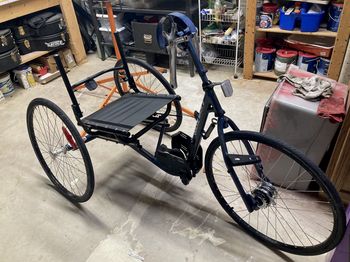 Reassembly. That big bracket on the fork is for two chain idler pulleys. The chain is that long.