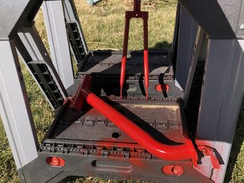 Sportbike bits on the sawhorses getting the first round of paint.