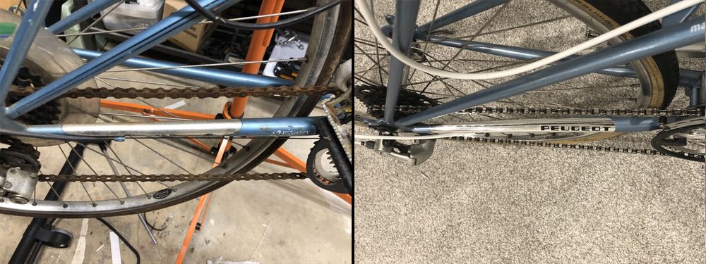 Rear chain stays, before and after