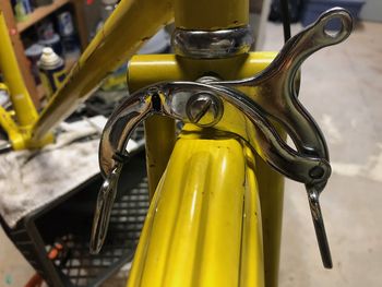 The brakes back on the bike, along with the revived front fender.