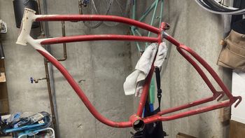 Stripped down, it weighed in at 8 pounds. No featherweight, to be sure, but only a few ounces more than a modern aluminum mountain bike frame I won't shame by name.