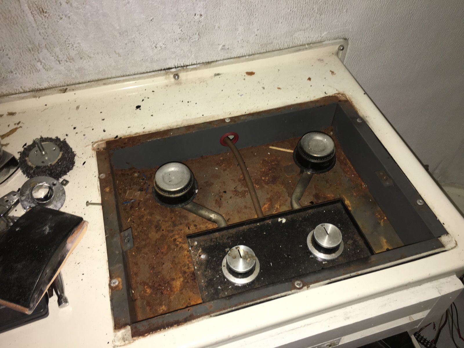 I didn't have a lot of faith in this 50-year-old propane stove, nor did I really want to be cooking eight inches away from where I'd be sleeping.
